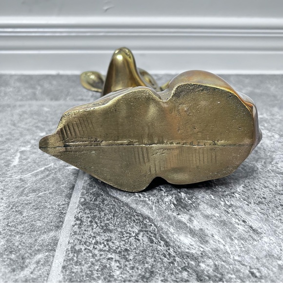 Vintage Brass Fawn Deer Sculpture 6.5"x6" Spring Home Decor Sitting Baby Deer - Picture 7 of 16